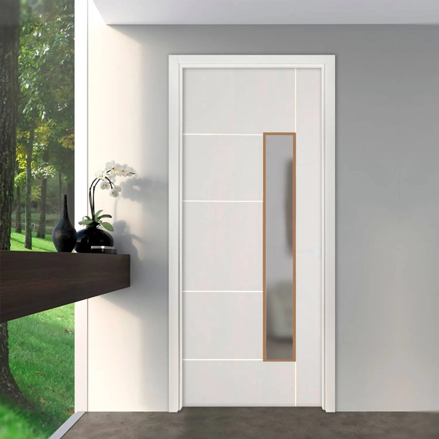 Puerta vaiven de madera con vidrio - soleco