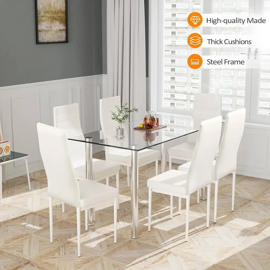 comedores de cristal de 6 sillas - Cuánto espacio necesita un comensal en la mesa