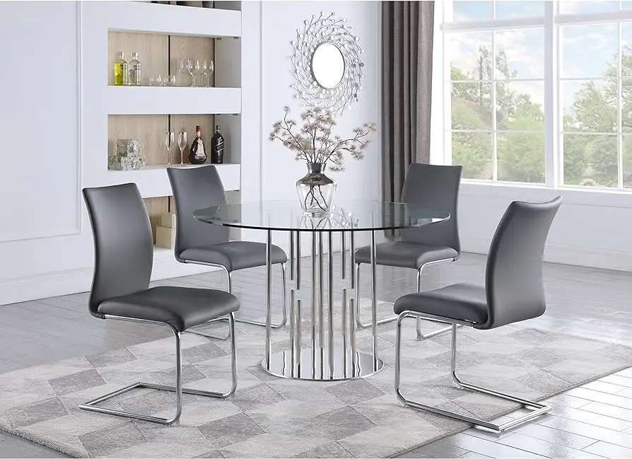 comedor redondo de cristal - Cuánto espacio ocupa una mesa redonda con 10 sillas
