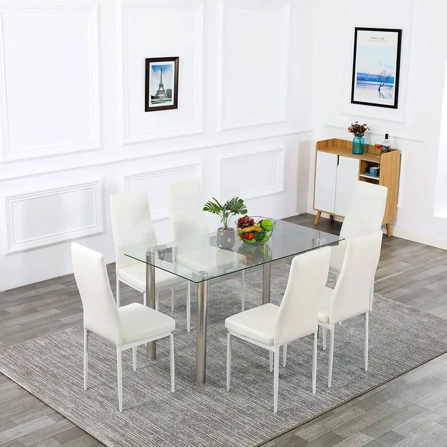 mesa de vidrio con 6 sillas de caño - Cuánto mide una mesa de 6 sillas en pulgadas