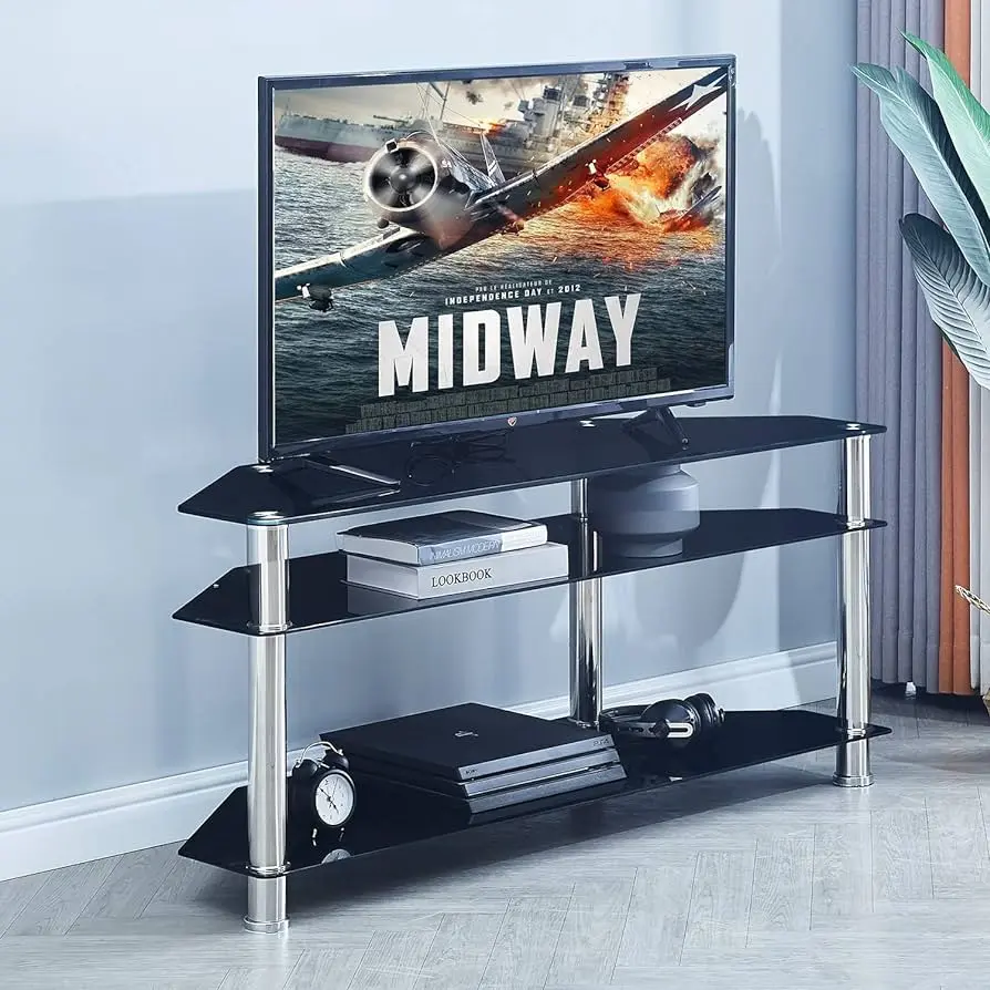 mesa tv vidrio templado - Qué altura debe tener una mesa de televisión