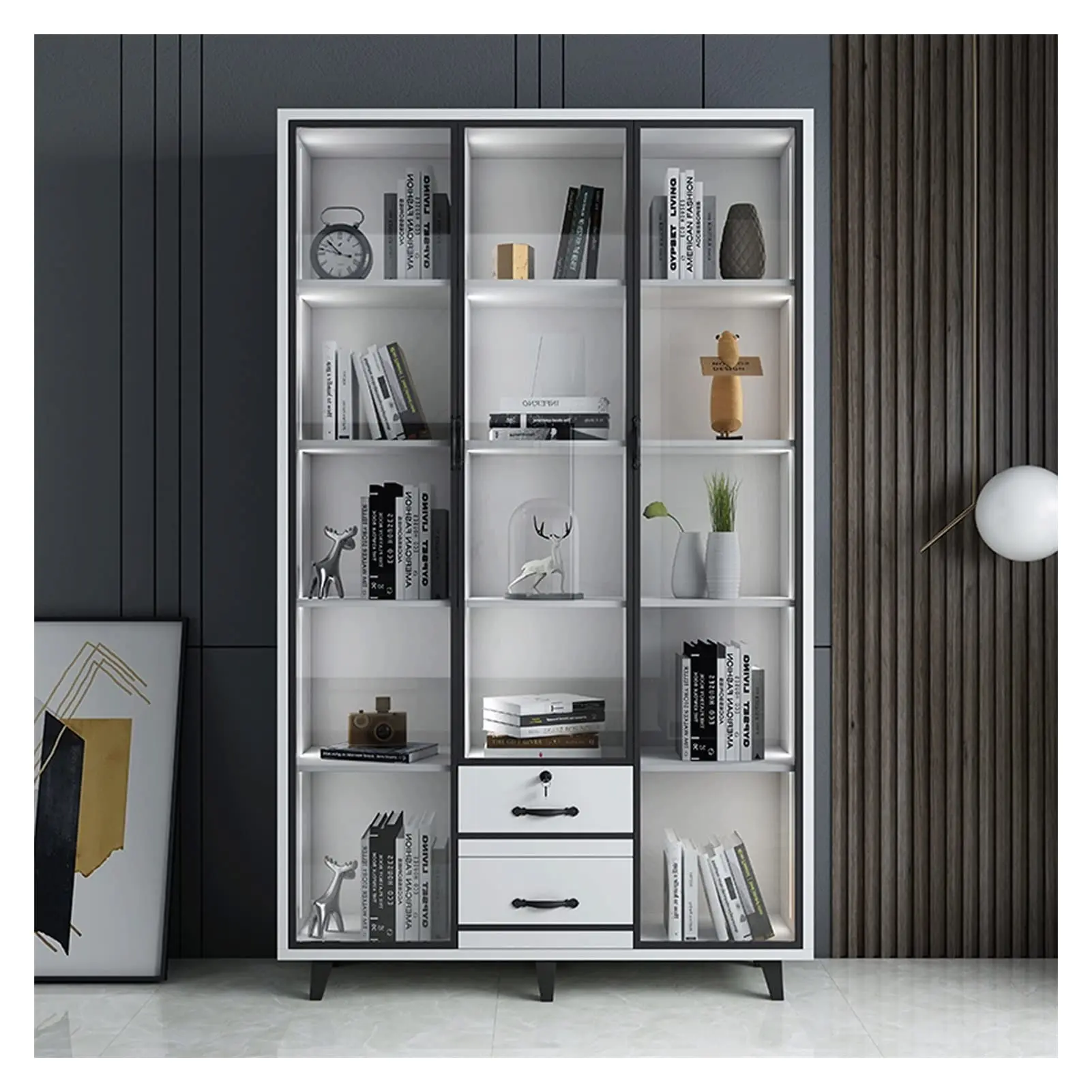 Estantería con puerta de cristal: versátil y elegante