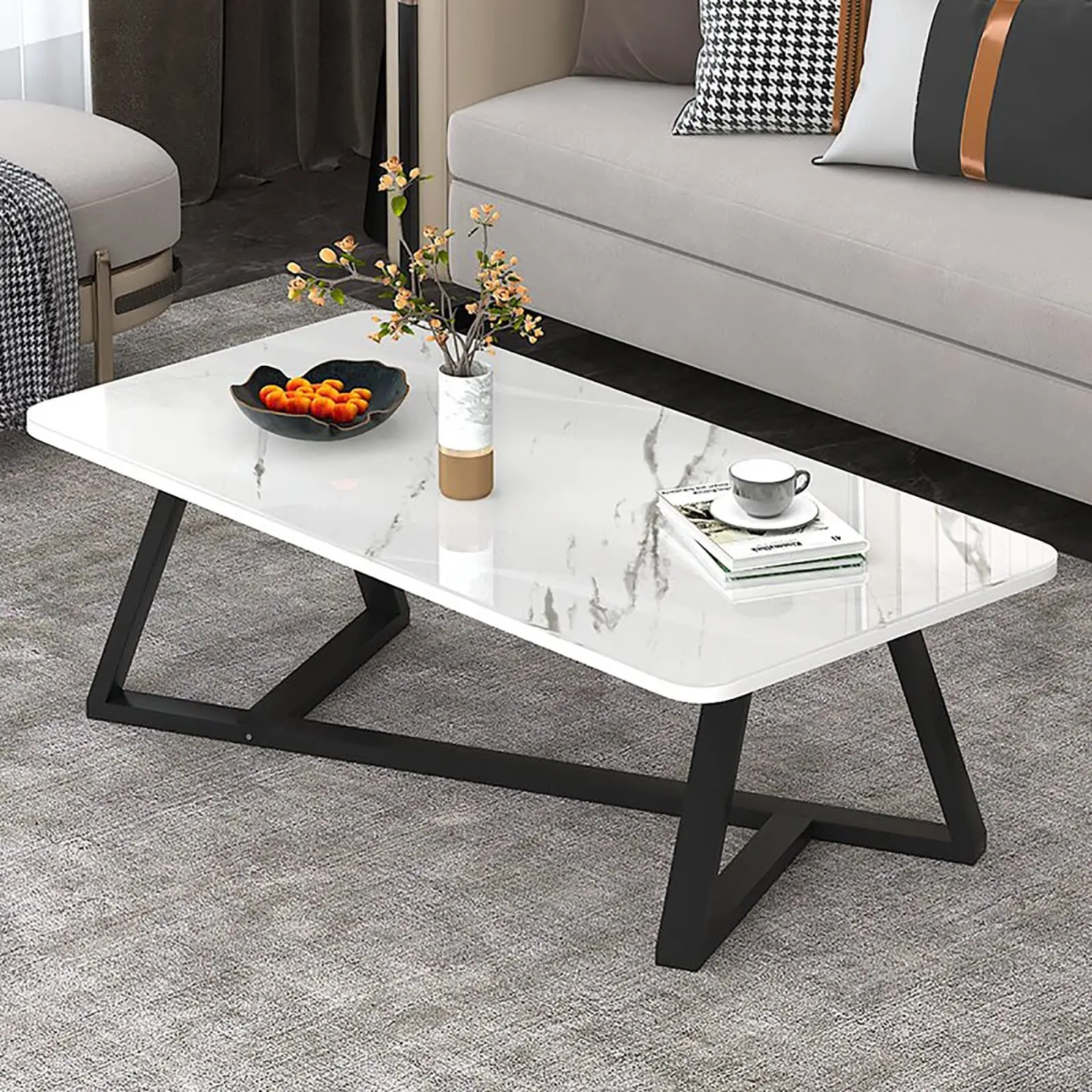 Mesa de cristal con base de mármol: elegancia y funcionalidad