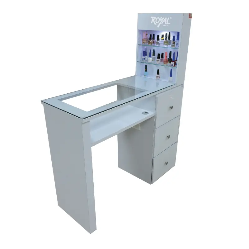 Mesa de manicura con vidrio: elegancia y funcionalidad